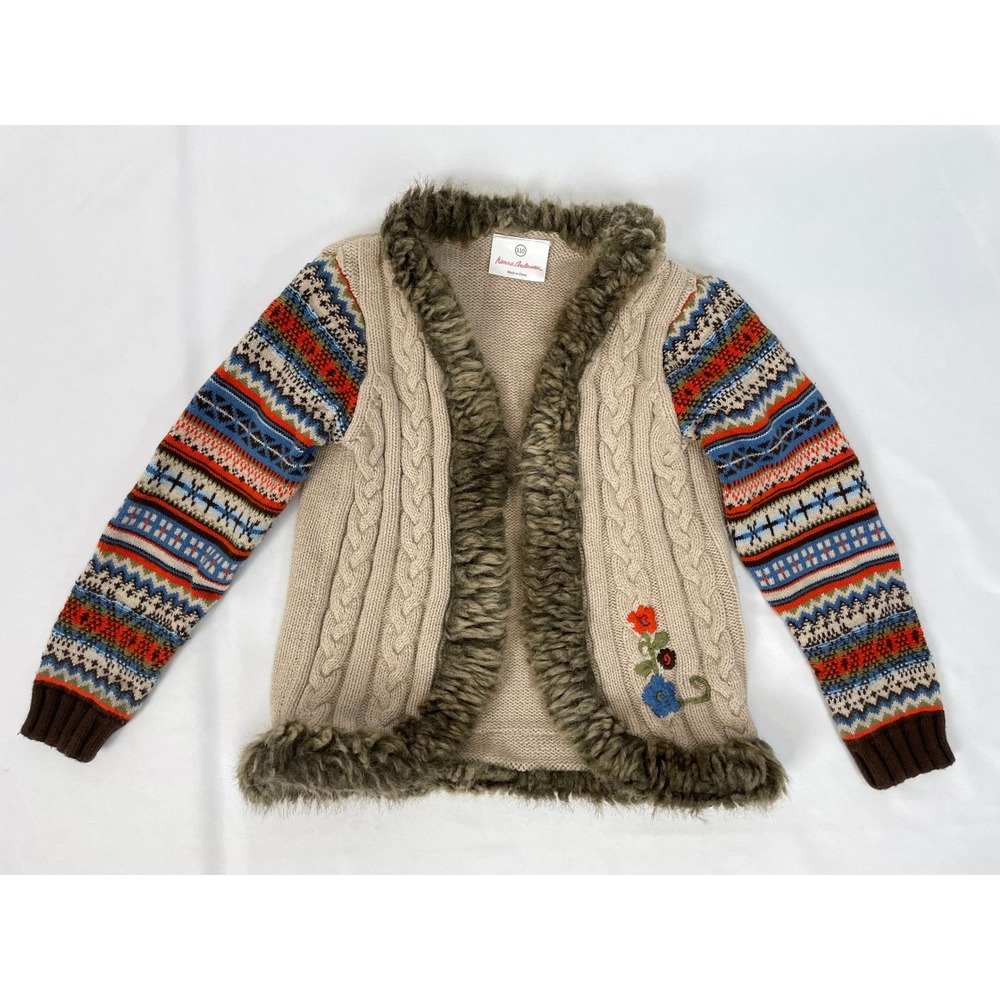 Hanna Andersson Girl Size 110 (5) Storyteller Cardigan Brown Knit Sweater